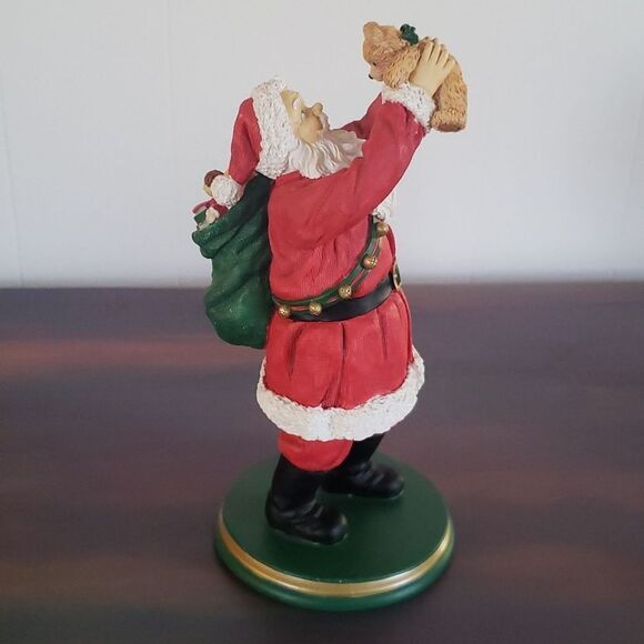 Adorable 9" Santa Holding Teddy Bear Resin Figurine - Picture 1 of 16